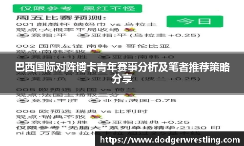 巴西国际对阵博卡青年赛事分析及笔者推荐策略分享